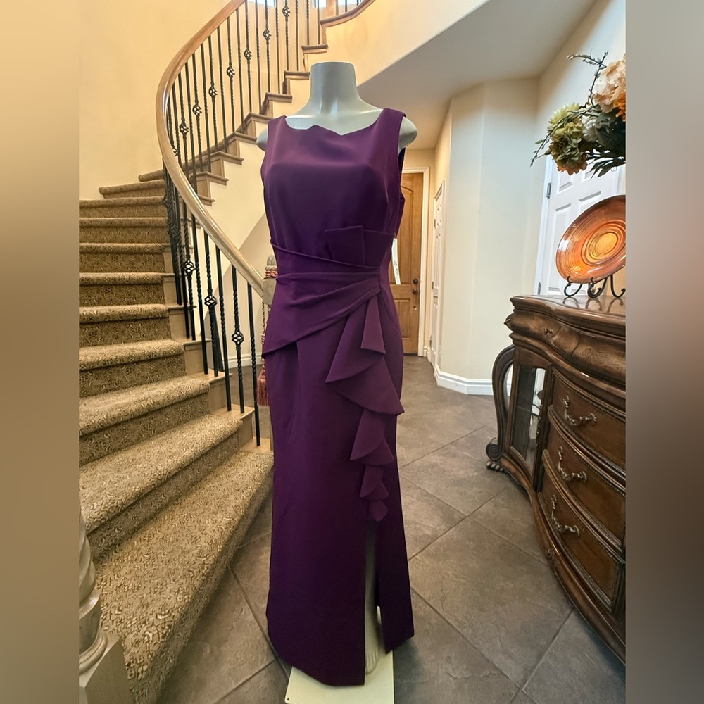 NWT Eliza J Wine Cascading Ruffle Sleeveless Gown Formal Evening Dress Nordstrom
